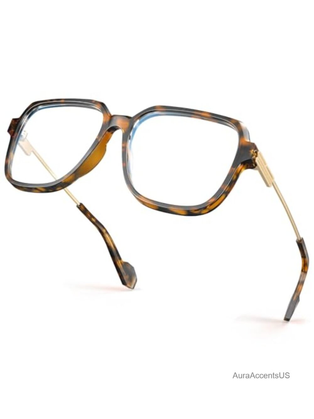 Oversized Blue Light Blocking Glasses Metal Temple